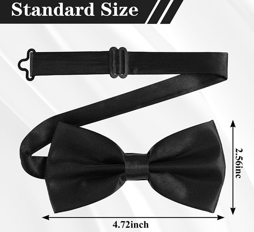 2PCS Bow Ties for Men, Adjustable Black Bow Tie, Classic Bow Tie for Weddings, Banquets, Bands, Graduations, Christmas, Celebrations and Any Other Formal Occasions