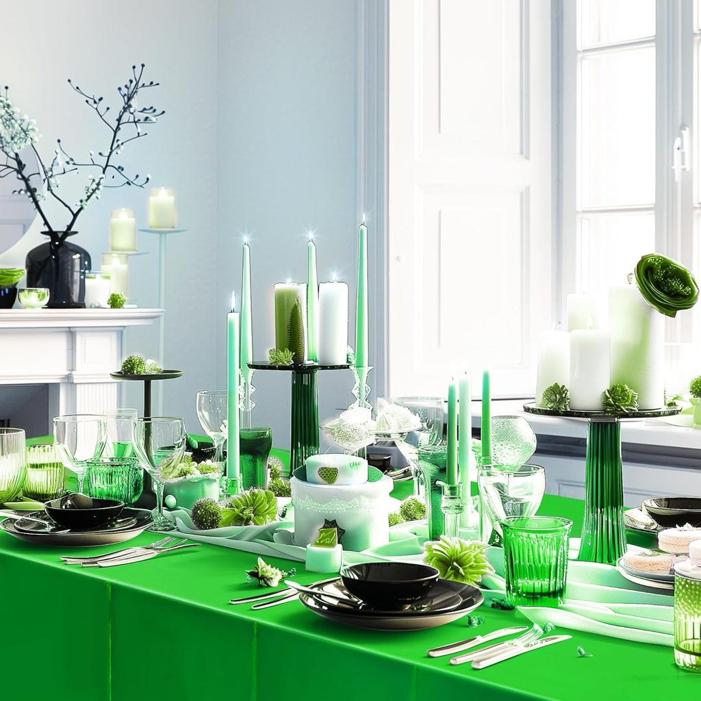 2 Pieces Red & Green Foil Tablecloth 54 * 72Inch Plastic Birthday Party Table Cloths Disposable Waterproof Table Cover for Christmas Wedding Graduation Party Supplies