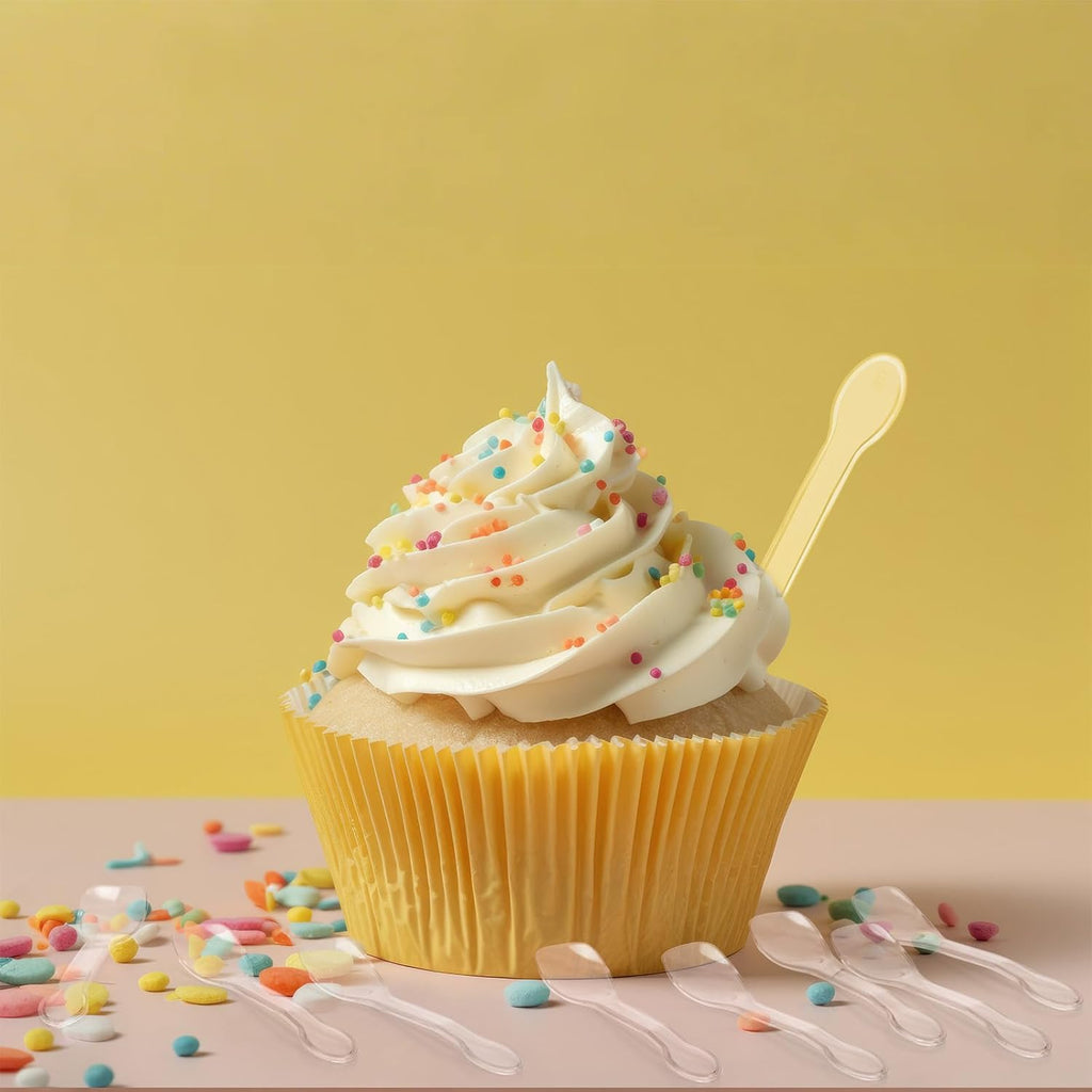 1000 Pcs Mini Clear Dessert Spoons Bulk Disposable Plastic Appetizer Spoons for Miniature Dessert Cups Sampling Summer Tasting Party Small Catering Supplies,3.9 × 0.9 Inch