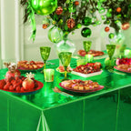 2 Pieces Red & Green Foil Tablecloth 54 * 72Inch Plastic Birthday Party Table Cloths Disposable Waterproof Table Cover for Christmas Wedding Graduation Party Supplies