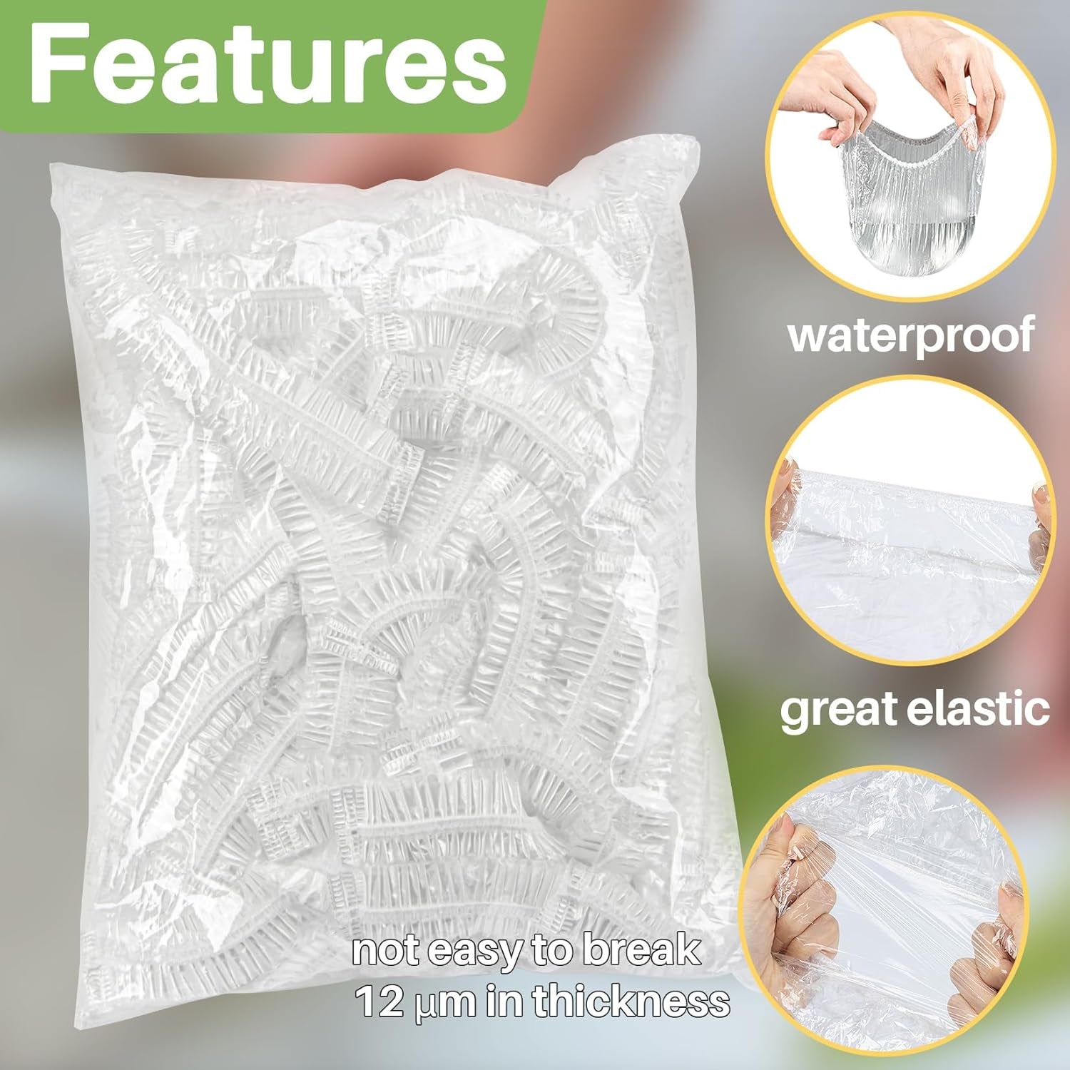 100 Bowl Covers Bread Proofing - Extra Large Plastic Wrap for Food Sourdough Bread Baking Rising Elastic Reusable Plate Covers Outdoor Food Fresh Keeping Bags Shower Cap Hair Deep Conditioning