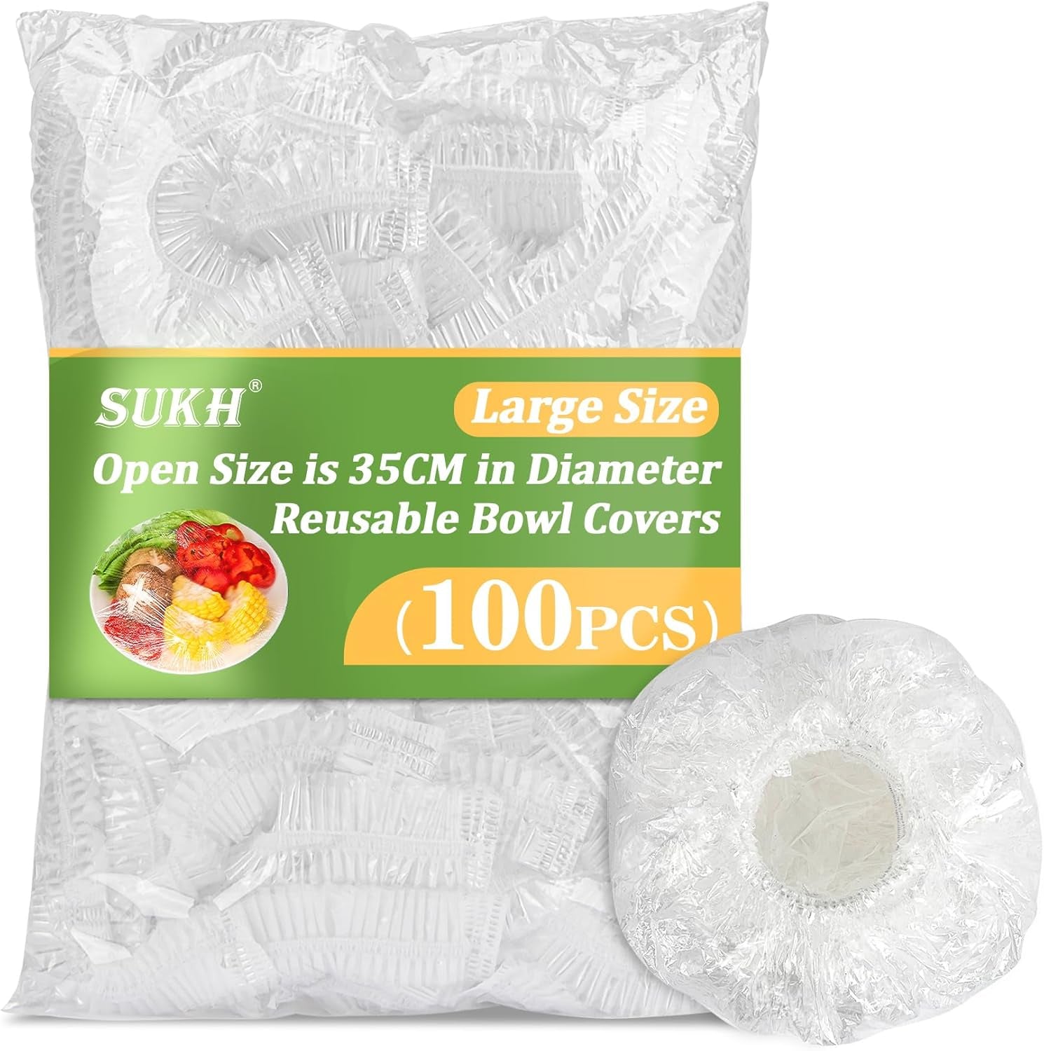 100PCS Bowl Covers Reusable - Thickend&Sturdy Plastic Bowl Cover Elastic Food Covers Stretch Reusable Disposable Food Storage Fresh Keeping Bags Outdoor to Keep Dust Away Outdoor Party Supplies