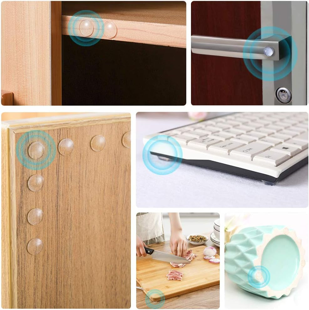 200PCS Cabinet Bumpers Clear Rubber Bumpers Self Adhesive, Soft Close Cabinet Door Bumper Dots, Sound Dampening Cupboard Door Bumpers Pads for Kitchen Drawers, Picture Frames, Furniture