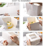 2PCS Cake Boxes with Window, 8 X 8 X 8 Inches White Bakery Boxes Square Cardboard Cake Containers for Birthday Party Wedding…