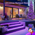 200 LED Purple Christmas Lights Plug In, 66 FT Indoor Outdoor Purple Rope Lights for outside Halloween Decorations Garden Patio Christmas Tree