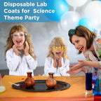 10 Pcs Kids Disposable Lab Coats White Science Coats Bulk for Child with Elastic Knit Cuffs and Front Snap Fastener