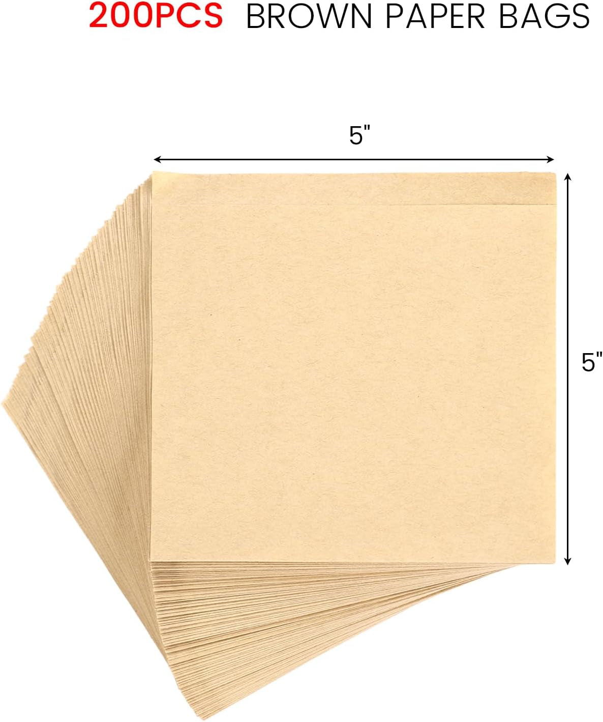 200 Pcs Double Open Pretzel Bags, 5" X 5" Grease-Resistant Brown Sandwich Paper Bags Paper for Oily Snack Pretzels Cookies