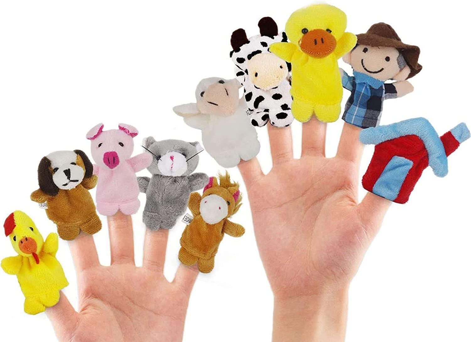 10Pcs Story Time Finger Puppets and 12Pcs Plush Monkeys Ducks Finger Puppets Set