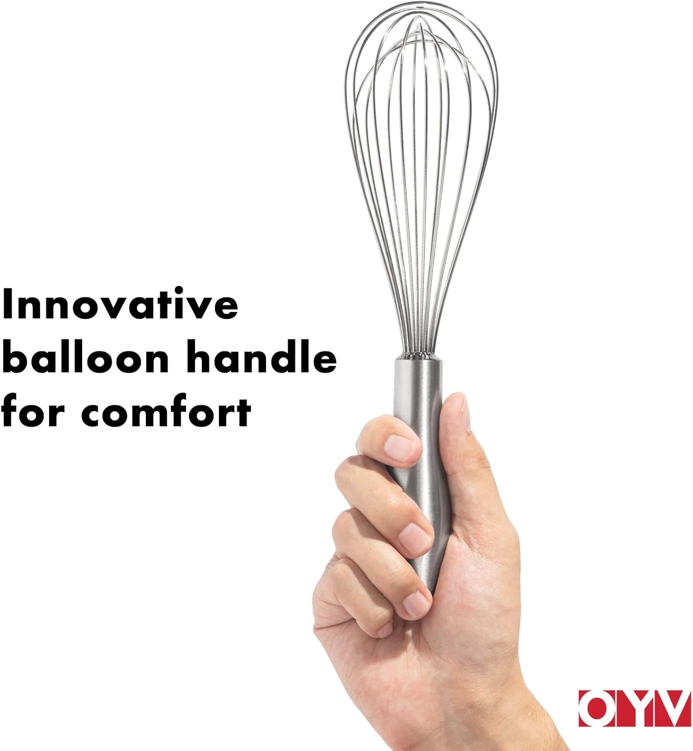 18/10 Stainless Steel Whisk, Ergonomic Handle, Dishwasher Safe Metal Whisk, Professional Whisk for Kitchen Cooking, Perfect for Blending, Whisking, Baking, and Beating, 10-Inch Wire Wisk