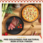 2 Pcs Small Cast Iron Griddle Pan 7.5'' round Cast Iron Pizza Pan Camping Skillets Mini Carbon Steel Griddle for BBQ Cooking, Baking, Grilling, Frying, in the Oven, on the Stove or Grill, Black