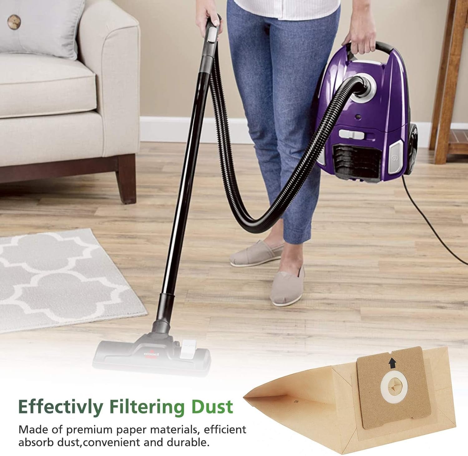 10 PCS 4122 Replacement Vacuum Bags for Bissell 4122, 2154, 2154A, 2154W, 2154C, 1668, 1668C, 1668W, Zing Canister Vacuum Cleaner Parts, #2138425, 213-8425