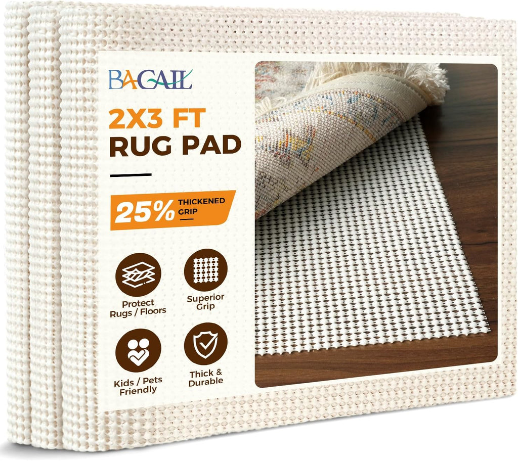 2 X 3 FT Rug Pad Gripper for Hardwood Floors, Non Slip Rug Pads for Area Rugs, Extra Thick under Rug Padding, Protect Your Rugs & Floors