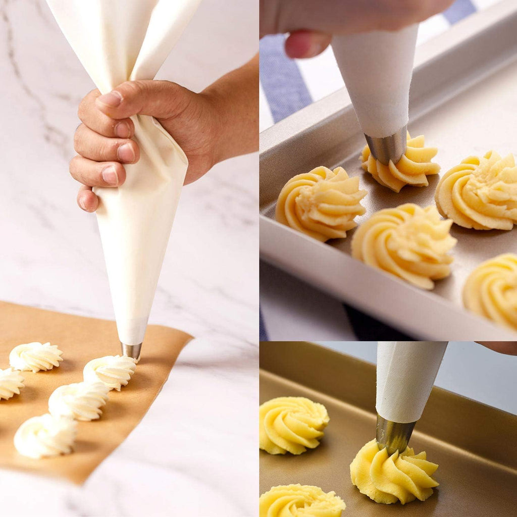 3 Pack Reusable Pastry Piping Bags, 14, 16, 18 Inch Canvas Cake Decorating Bags