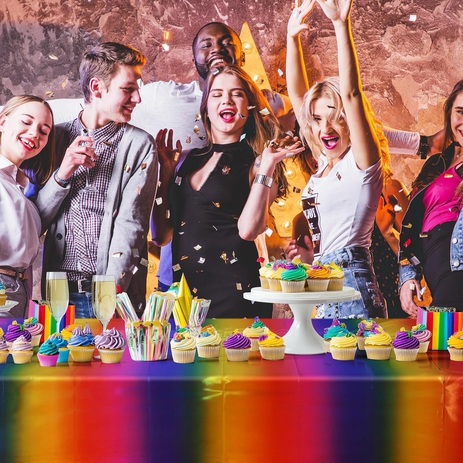 1 Pieces Tie Dye Rainbow Tablecloth, 54 X 72 Inch Plastic Table Cover, Colorful Tie-Dye Design, Disposable Party Decoration for Birthday, Pride, Wedding, Baby Shower, and Festivals