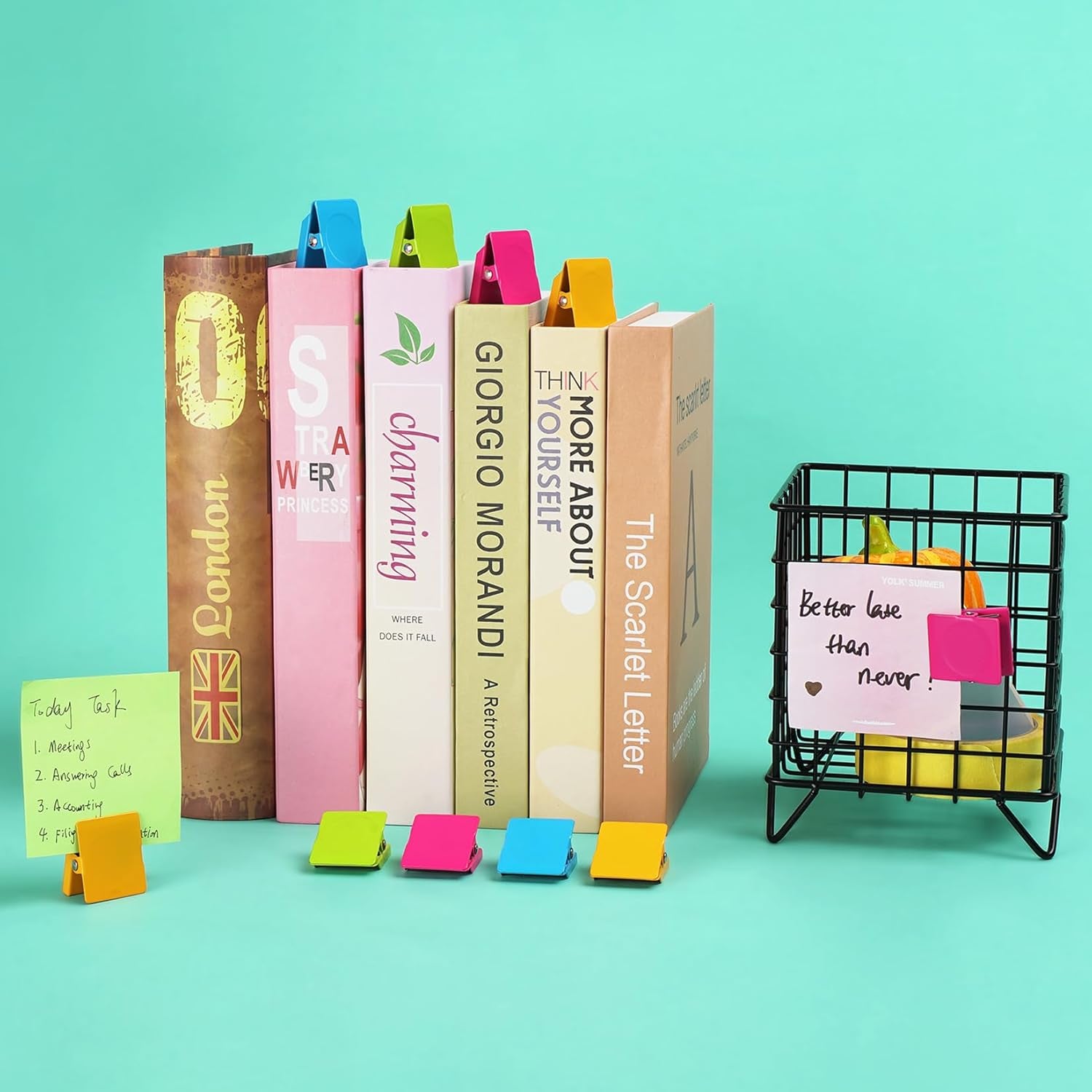 24 Pcs Strong Magnetic Clips, Fridge Magnets Metal Clips, Whiteboard Magnets Refrigerator Magnets, Assorted Colors Heavy Duty Clip Magnets for Photo Display, Home, Office, Classroom