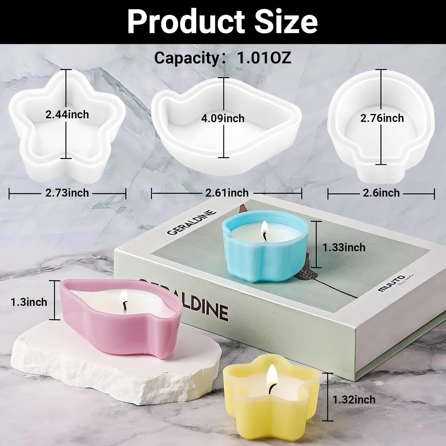 3 Pieces Dish Resin Molds, Silicone Jewelry Tray Molds, Storage Container Epoxy Resin Casting Molds for Jewelry Ring Holders, Soap Dish, Candle Holder, 3 Styles(Conch & Star & Shell)