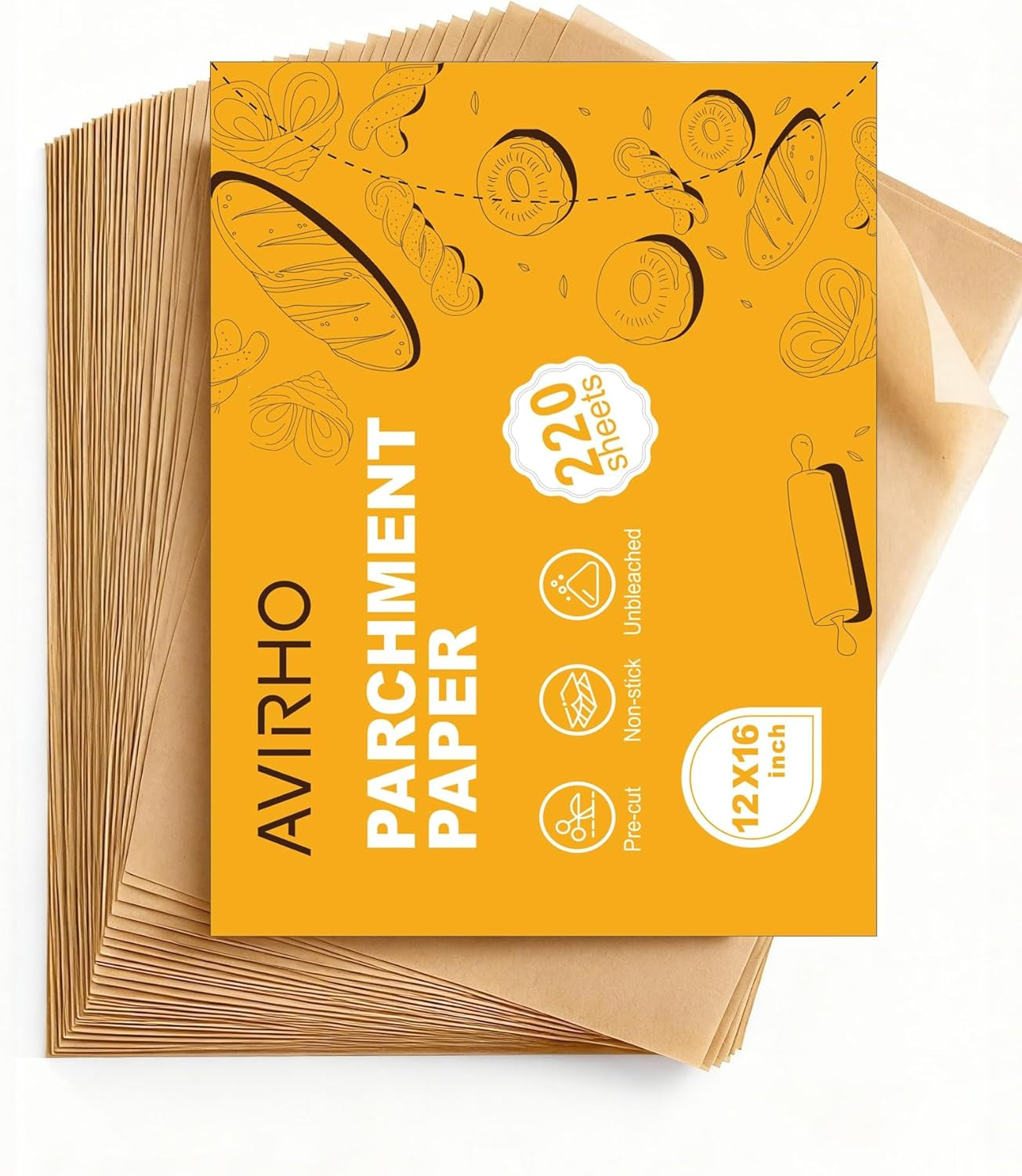 220 Pcs Parchment Paper Baking Sheets, 12X16In Precut Non-Stick Parchment Paper for Baking, Grilling, Air Fryer, Steaming-Unbleached Parchment Sheets for Bread Cup Cake Cookie and More