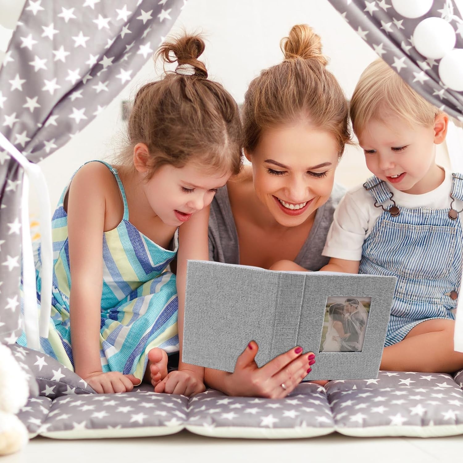 2 Pack Photo Album 4X6, Linen Cover Photo Book, Small Photo Album Book for 36 Pockets Hold 72 Pictures, Picture Book for Photos Family Anniversaries Baby Vacations（Gray)