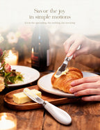 2 Pack Stainless Steel Butter Spreader Knife, Butter Knife with White Porcelain Handle, Cheese Butter Spreader Knives for Kitchen