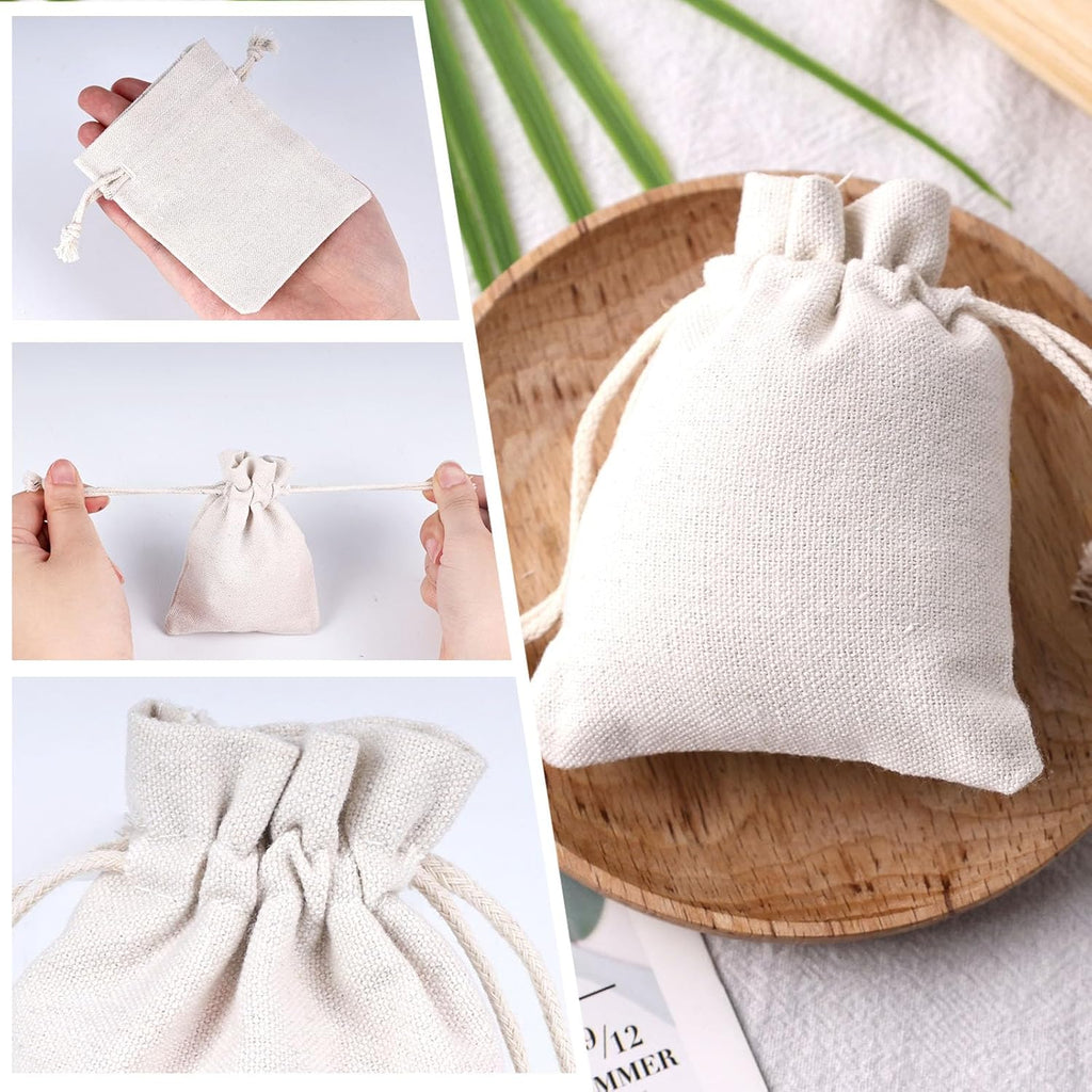 26 Pack Canvas Drawstring Pouch Bags, 3X4 Inch Reusable Coffee Tea Bags for Party Wedding Favors, Home Kitchen Bulk Supplies