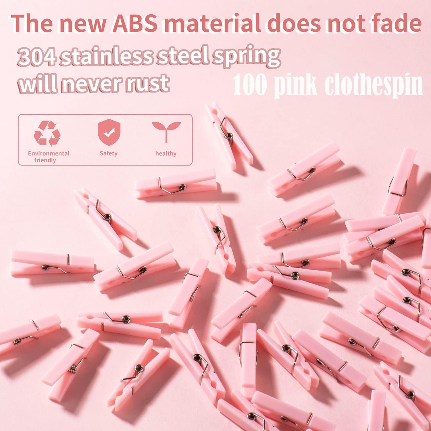 100 Mini Clothes Pin for Baby Shower Girl Game, 1.37 Inch Pink Plastic Small Clothespin Gender Reveal Party Favors (Pink)