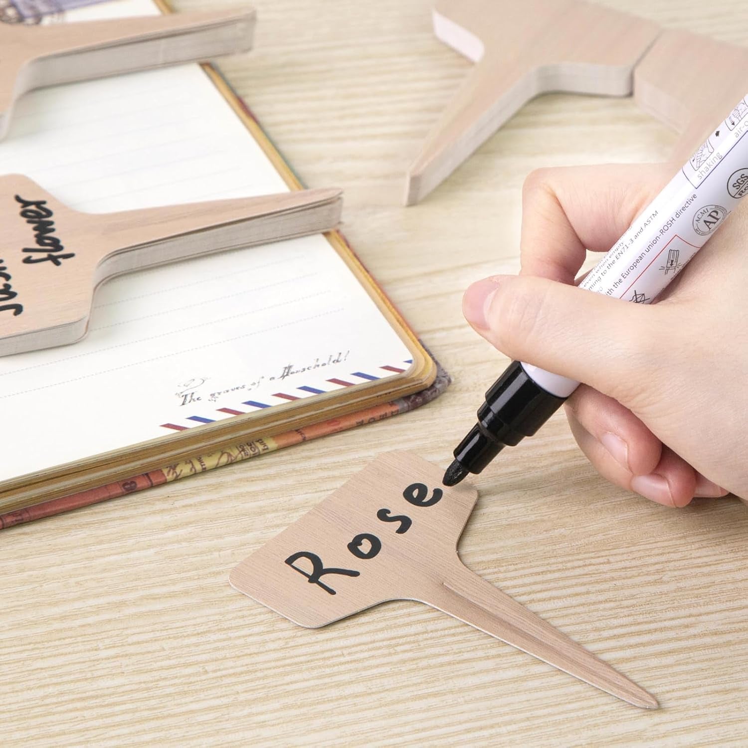 120PCS 4 Inch T-Type Plant Tags, with Marker Pen, Waterproof Garden Signs for Outdoor Plants