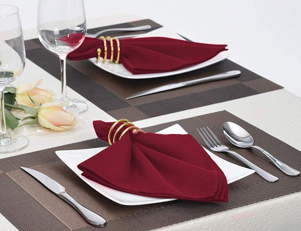 20-Inch Polyester Cloth Napkins Linen Dinner Napkins - Set of 12 for Weddings, Banquets, or Restaurants (1-Dozen) (Burgundy)