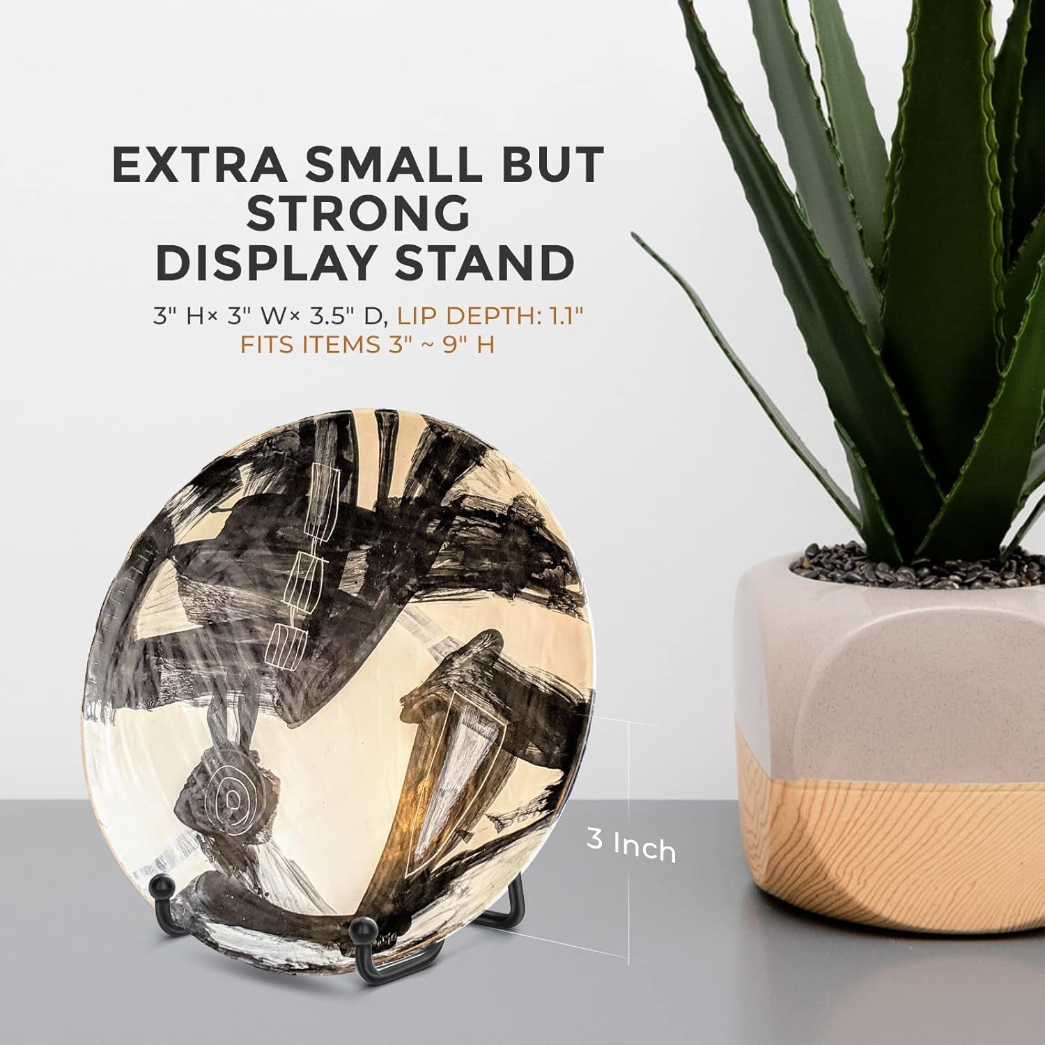 3 Pack 3 Inch Plate Stands for Display - Small Easel Holder Stand for Picture, Decorative Plate, Platter, Book, Photo