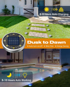 16 Pack Solar Ground Lights Outdoor, 8 LED Solar Disc Lights IP65 Waterproof Flat Light, Pathway Light Solar Powered for Garden Lawn Patio Yard Path Landscape, Blue