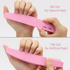 20 Pack Nail Buffers 100/180 Grit Washable Double Sided Nail Sanding Block File for Acrylic Natural Gel Nails, Pink