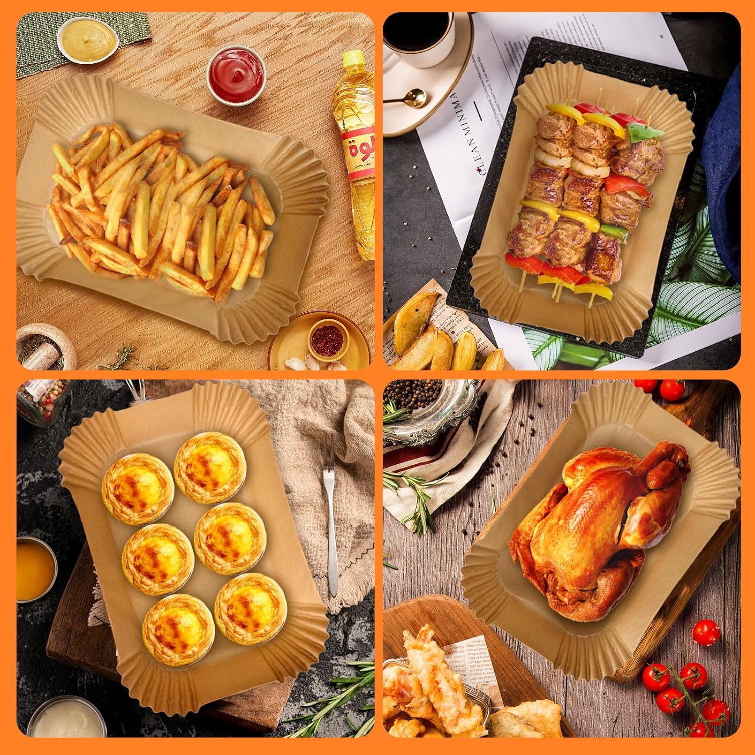 200PCS Air Fryer Liners for Ninja: Higher Non-Stick Disposable Parchment Paper Liner for Ninja DZ201/DZ401 Dual Airfryer Baking - Food Grade Ninja Air Fryer Accessories (Rectangle - 8.6 X 5.5 Inch)