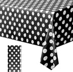 1 Piece Black Polka Dot Rectangle Tablecloth - 54X72" Decorative & Stain Resistant Table Cloth with Polka Dot Pattern, Table Cover for Halloween, Dining, Buffet, Wedding, Camping, Party