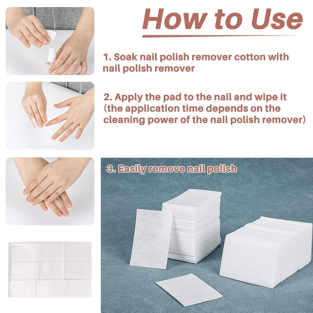 1000 Gel Nail Polish Remover Pads -  Nail Cotton Acetone Fingernail Polish Remover Wipes Prep Pad Essentials for Nail Techs Professional Supplies Acrylic Gel Removal