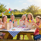 24 Pack Kraft Paper Bags with Stickers, 4 Styles Party Favor Bags for Christmas, Weddings, Birthdays, Retail, Lunch Treats