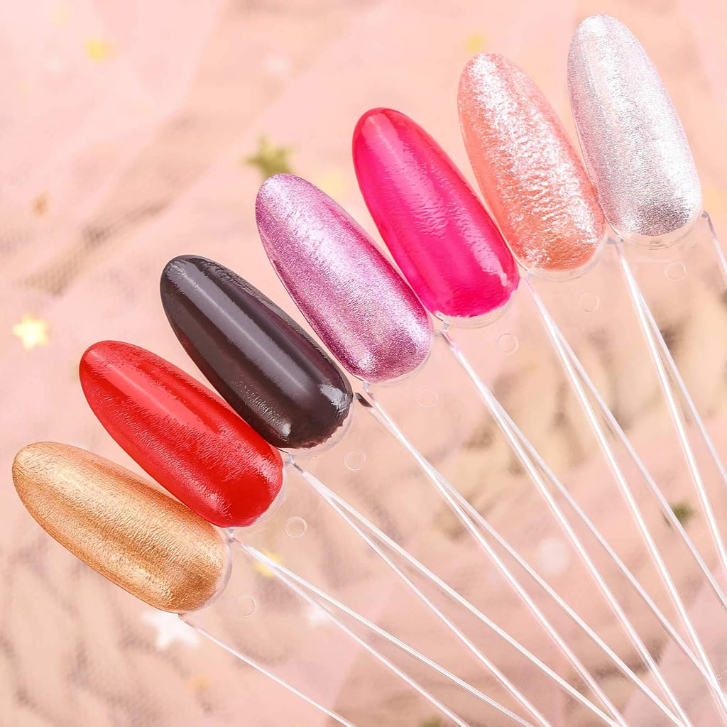 200 Pcs Oval Nail Swatch Sticks Fan-Shaped Nail Polish Sample Sticks with Metal Split Ring for Nail Color Display, Clear