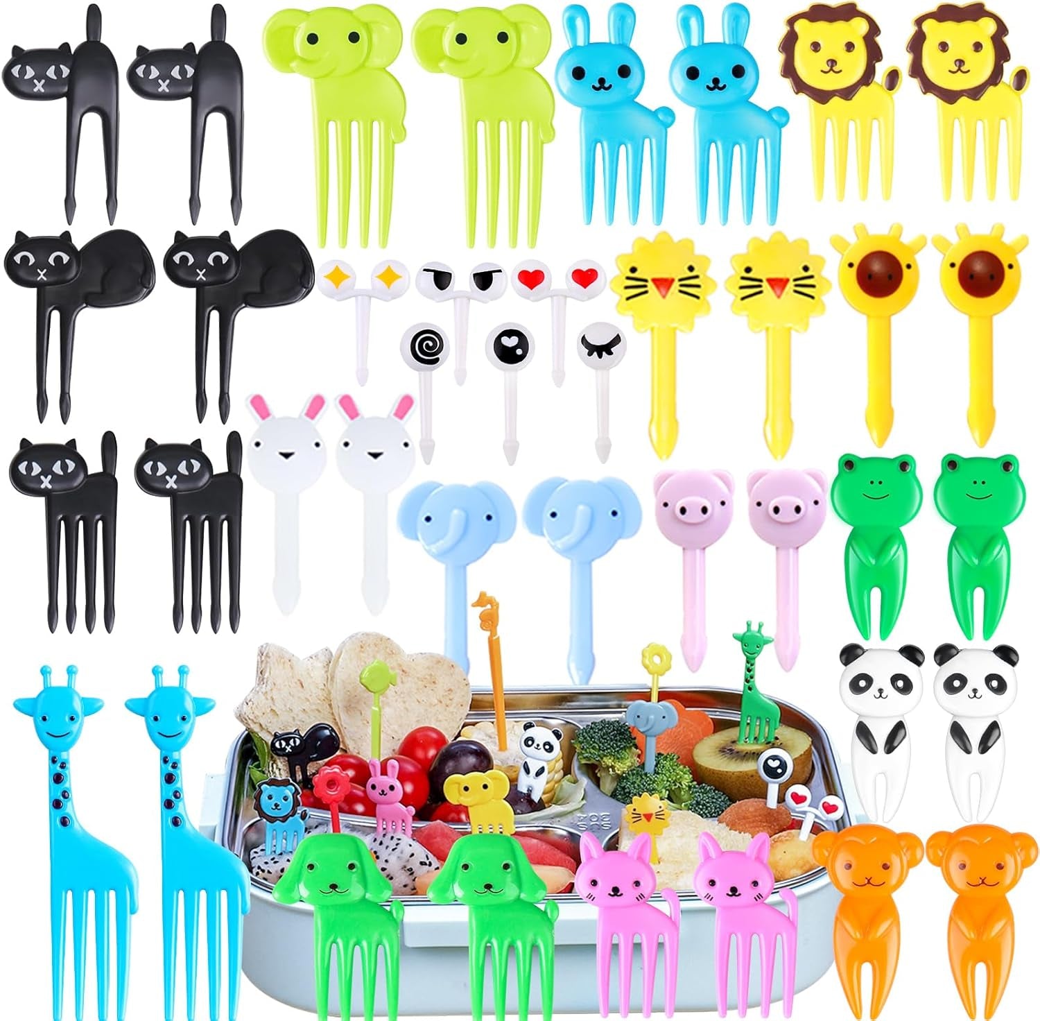 150 Pcs Animal Food Picks for Kids,  Fun Kids Food Picks for Bento Box Accessories, Reusable Toddler Fruit Toothpicks, Cute Kids Lunch Accessories for Picky Eater Bpa-Free