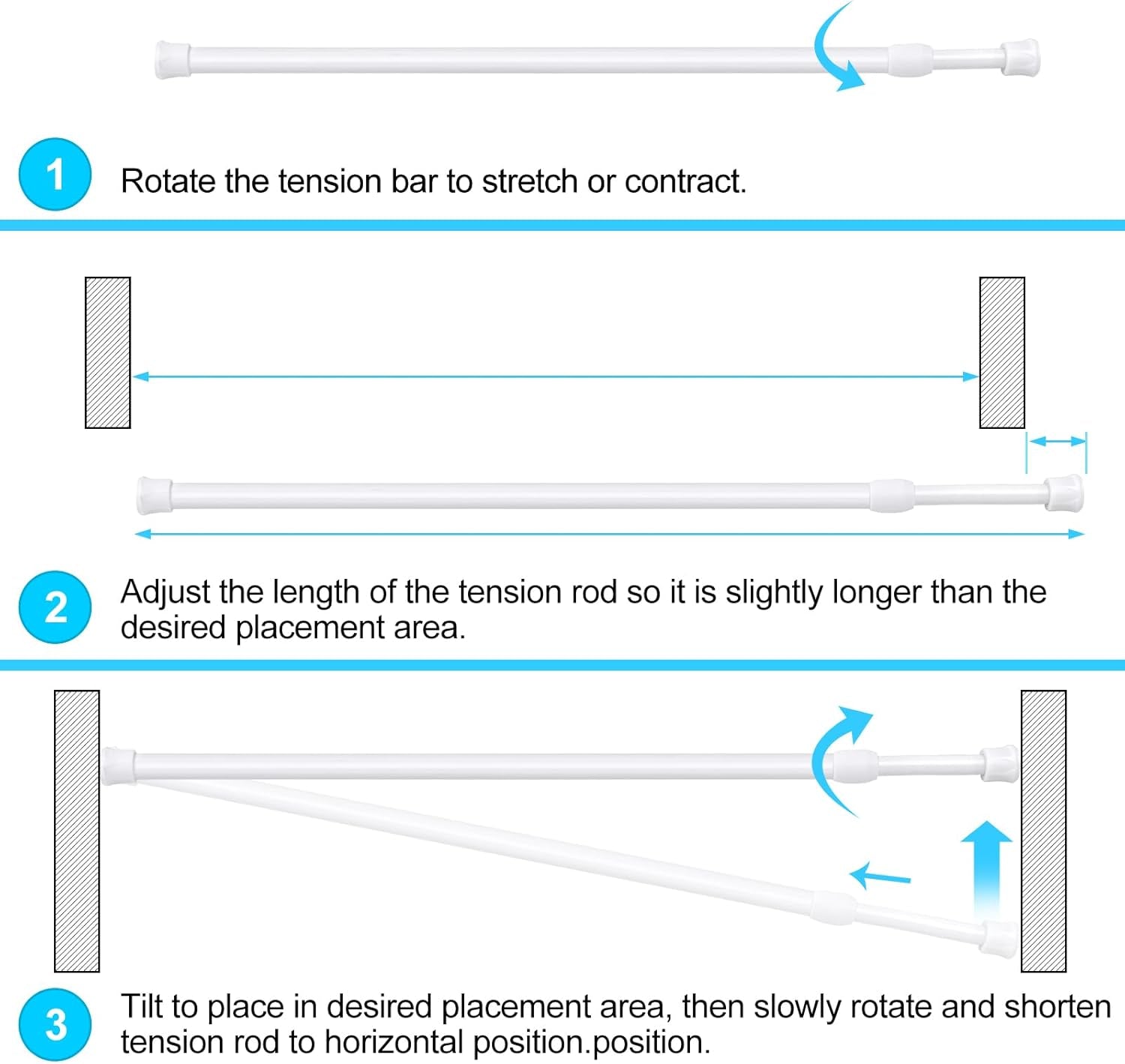 3 Pack Tension Rods 18-28 Inch with 6 Pack Pole Sockets, Tension Curtain Rod Adjustable No Drilling, Small Curtain Rod Adjustable, Curtain Tension Rod for Windows, Cupboard, and Wardrobe