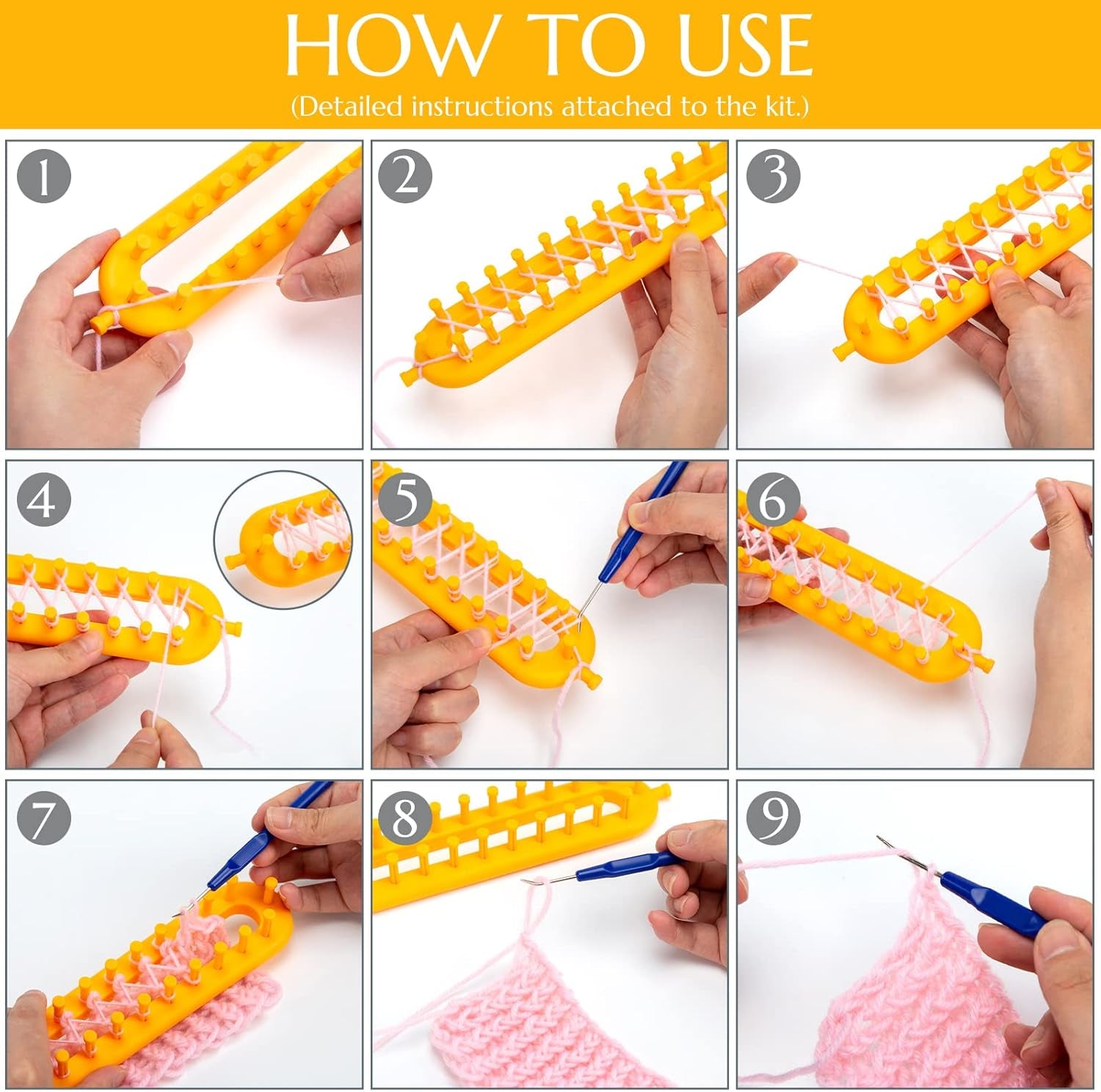 18PCS Knitting Loom Kit for Beginners, round & Rectangle Looms Pom Pom Maker with Yarn for Hat, Scarf, Blanket, Christmas Craft Gifts for Adults & Kids