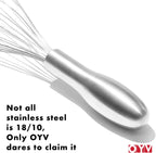 18/10 Stainless Steel Whisk, Ergonomic Handle, Dishwasher Safe Metal Whisk, Professional Whisk for Kitchen Cooking, Perfect for Blending, Whisking, Baking, and Beating, 10-Inch Wire Wisk