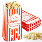 100 Popcorn Bags Individual Servings - Disposable Paper Popcorn Bags Party Pop Corn Sleeves Bulk Carnival Halloween Christmas Gift Favor Treat Bolsas Para Palomitas Movie Night Supplies