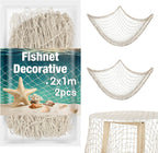2PCS Fish Net Decorative - Fish Net Decorations Decorative Netting Nautical Fishnet Table Runner Nets Netting Fishnet Ocean Party Rope Decoration