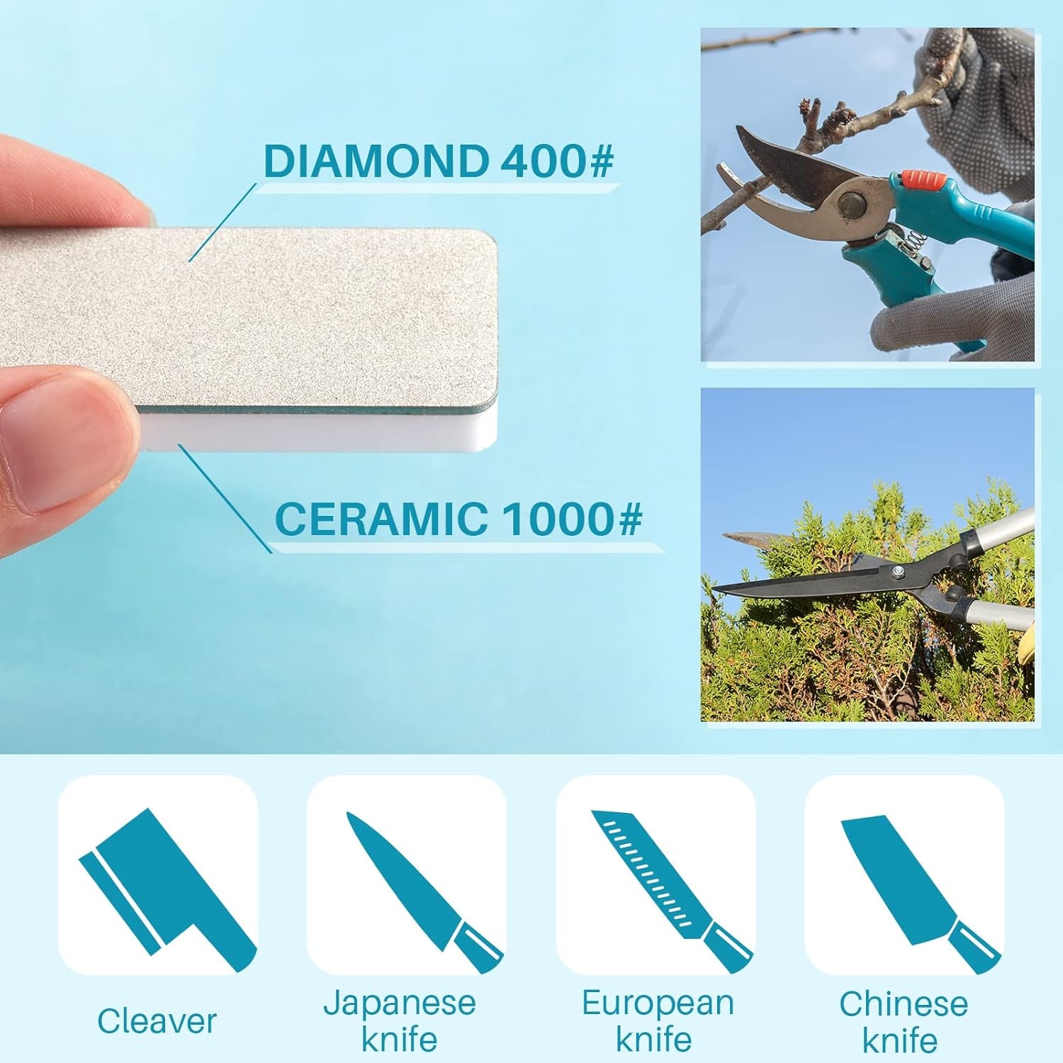 2 Pcs Mini Pocket Knife Sharpener Stone Double Sided Portable Sharpening Stone Whetstone Diamond Ceramic Sharpen Tools 400/1000 Grit for Knives Scissors Kitchen Outdoor Survival Gear