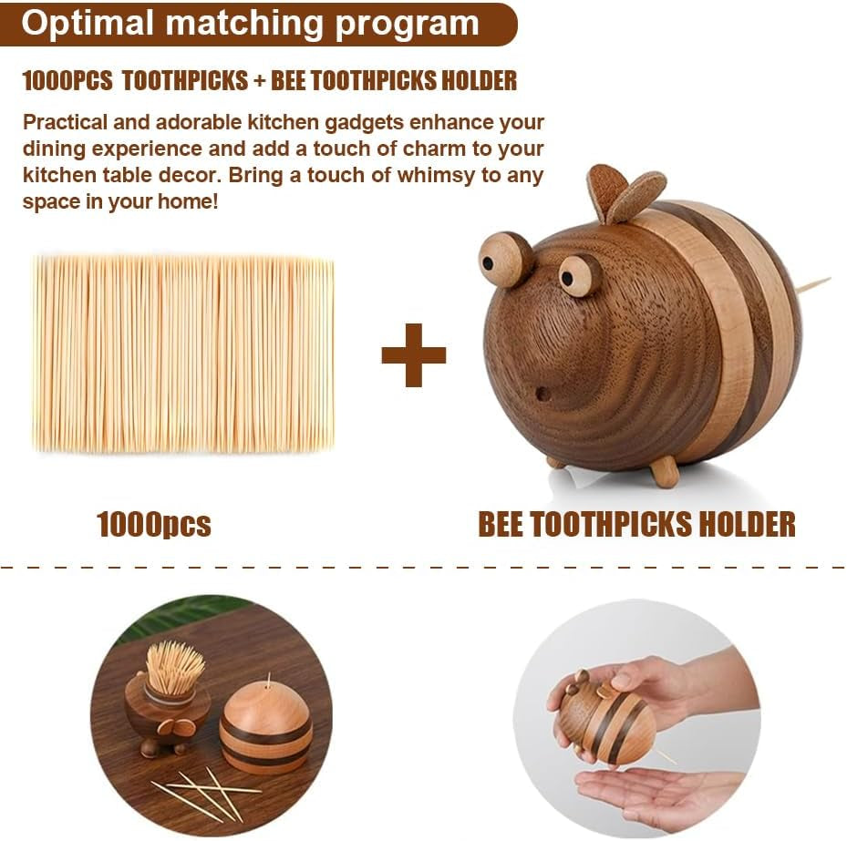 1000 Count Bamboo Toothpicks Barbecue, Fruits and Teeth Cleaning - round Double-Pointed Wooden Toothpicks, for Appetizers,Olives