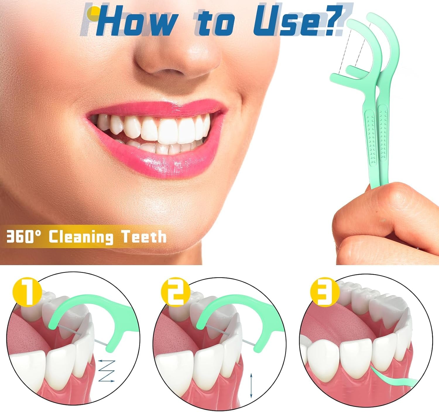 1000 Count Fresh Mint Flavor Dental Flosses Picks Bulk High Toughness Dental Floss Tooth Picks Flossing System for Adults Family Travel Tight Spaces Teeth Cleaning