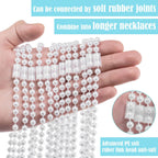 24 Faux Pearl Necklaces 6Mm White Beaded, 33 Inch Bulk Long Pearls Strand Costume Jewelry Flapper Bead Accessories Tea Party Favor Wedding Decoration