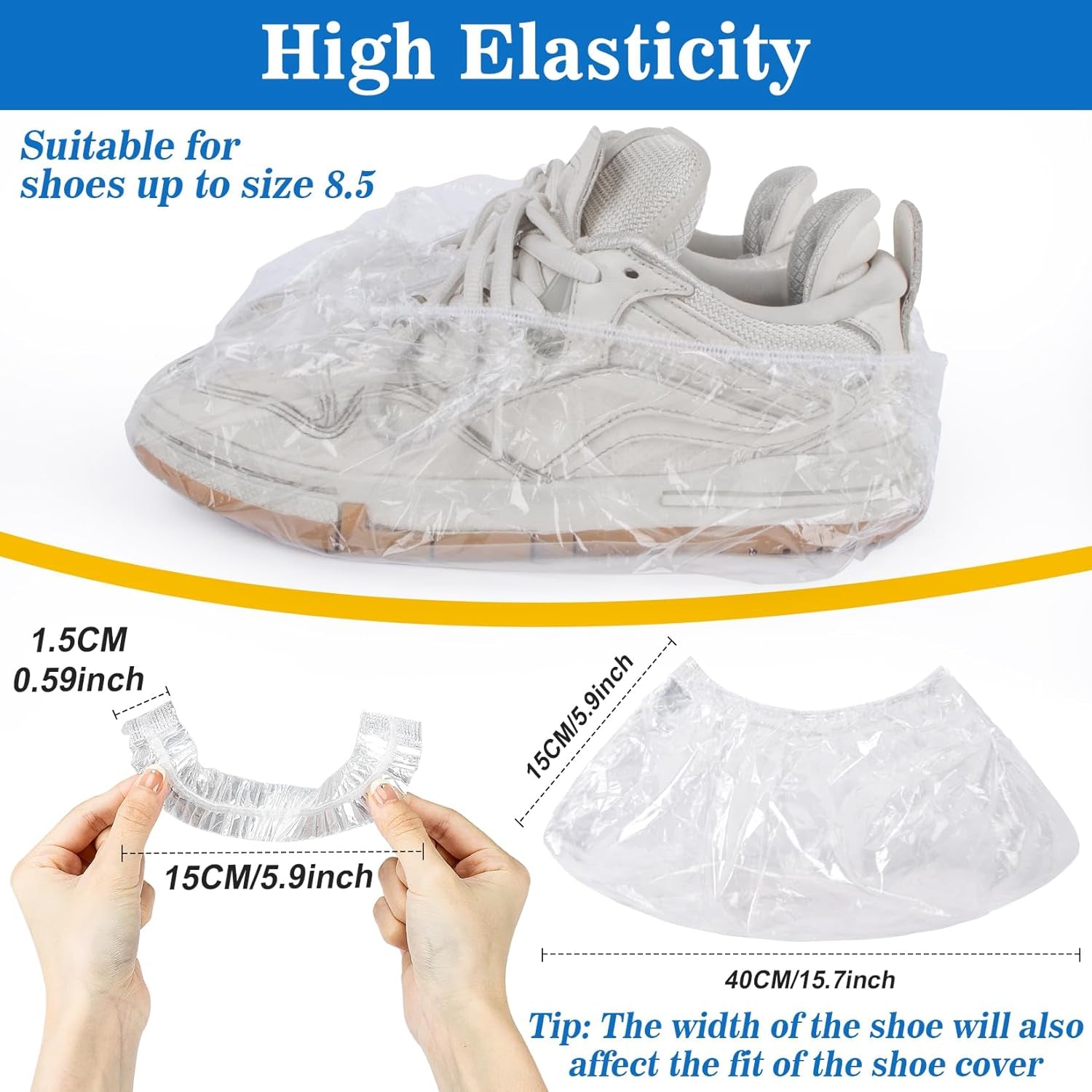 100Pcs(50Prs) Shoe Covers Disposable - Portable Size save Space for Rainy Days Waterproof Booties Covers Plastic Rain Shoe Protector Foot Covers Indoors Reusable Women Men Shoe Bags for Travel