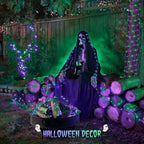 2 Pack Purple and Green Halloween Lights, Each 33FT 100 LED Solar Halloween Lights Outdoor, Waterproof Solar Fairy Light for outside Patio Yard Tree Decorations