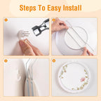 14 Pcs Plate Hangers for Wall - 8/10/12/14/16 Inch Invisible Plates Hanger, Stainless Steel Plate Holders with 14 Pieces Wall Hooks for 7.5 to 19.5 Inch Decorative Plates and Arts (Silver)