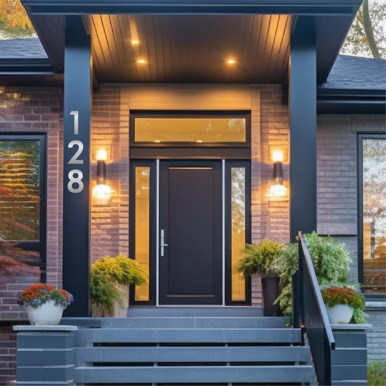 2.5 Inches Stainless Steel Floating Door Numbers and Metal Letters – Modern Gold Metal House and Mailbox Numbers, Sleek House Address Plaques for Home, Apartment, and Garden Decor(Gold) (4）