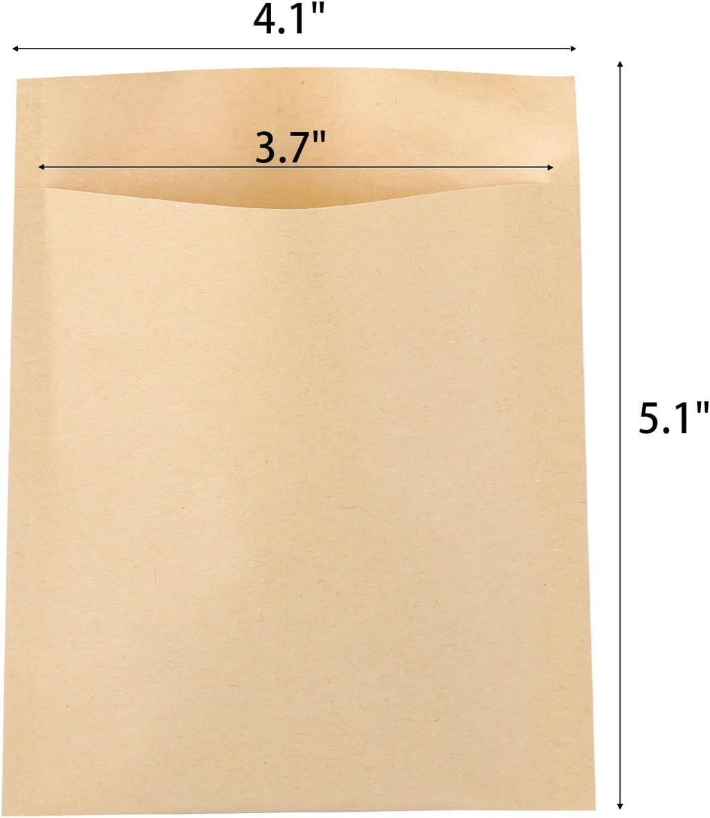 200 Pcs Kraft Paper Treat Bags Brown Flat Favor Bag for Cookie Popcorn Snacks Party Small Gift Bag (4 X5 Inch)